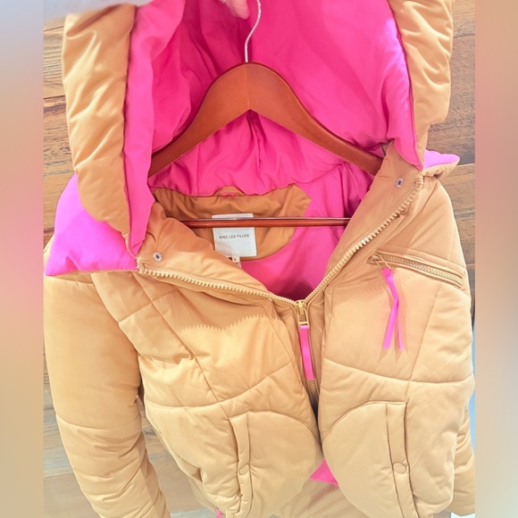 AVEC Les FILLES Brown Puffer Jacket with Pink Lining - Picture 13 of 15